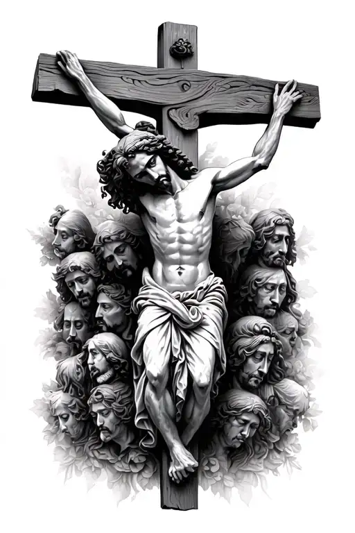 Jesus Christ Crucified And Heads Wrapped