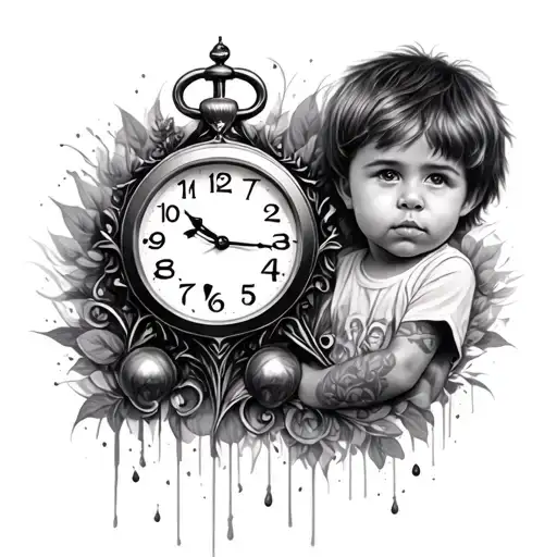 Clock Two Children Boy