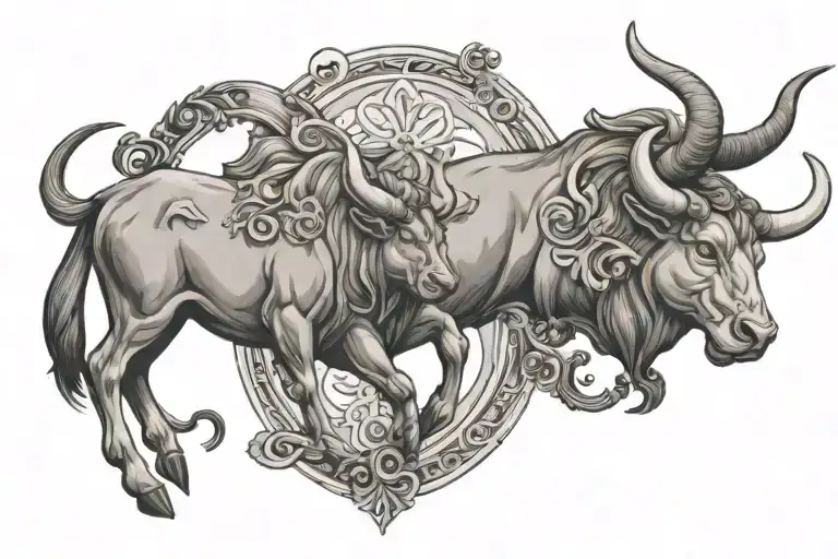 Taurus And Sagittarius Zodiac Sign Incorporated Representing The Client's Love