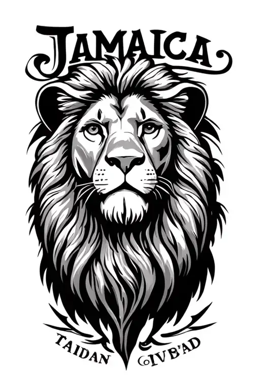 Lion Of Judah And Outline Of Jamaica Map And Text