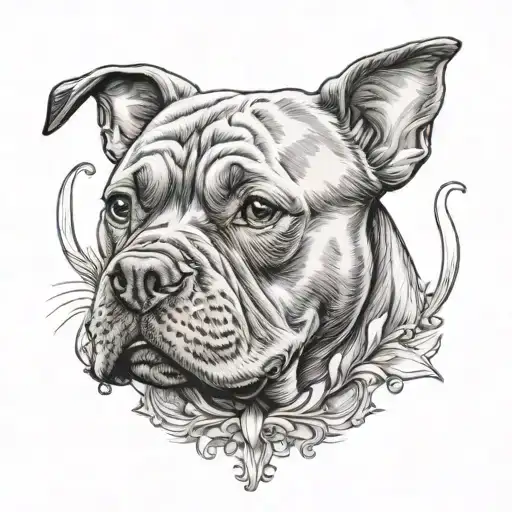 A Portrait Of A Staffordshire Bull Terrier With A Musical Theme