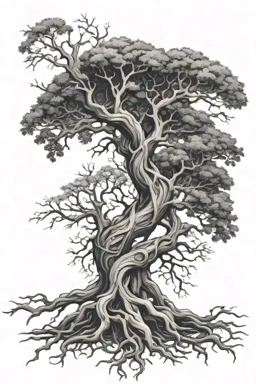 Yggdrasil Tree With Rune Roots Forming