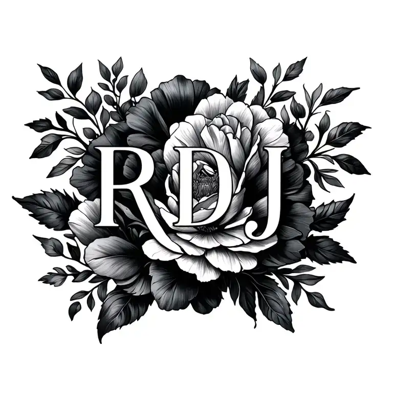 Initials Rdj Hidden Within A Floral Design