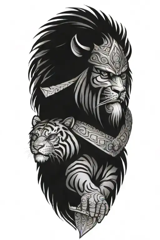 Persian Warrior Fused With A Tiger