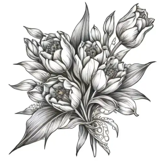 Tulip Bouquet Fine Line