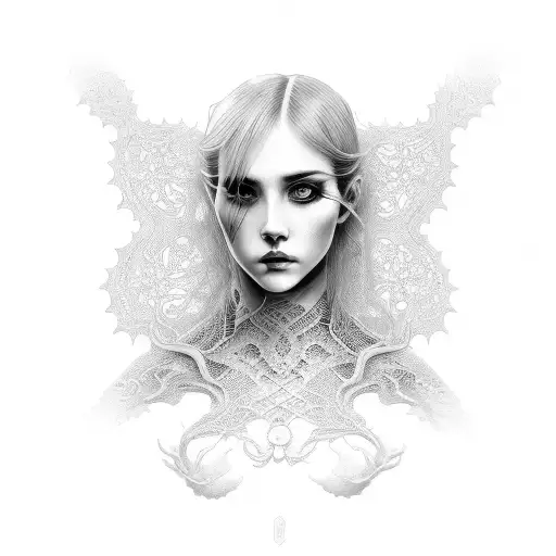 A Seductive Female Ghost With An Intricate Lace-like Pattern