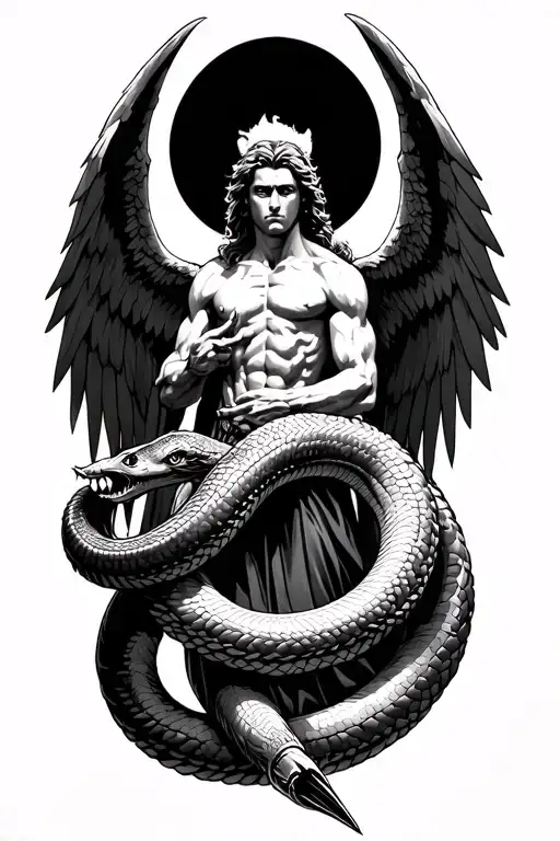 Archangel Michael Slaying Serpent Wrapped