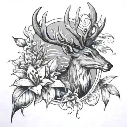 Deer With Lilies A Storm And A Rocket