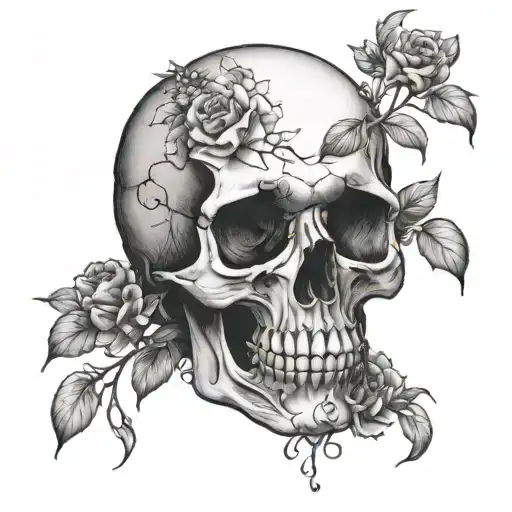 Outline Of A Brunch And A Skull