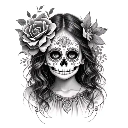Young Girl Sugar Skull Design