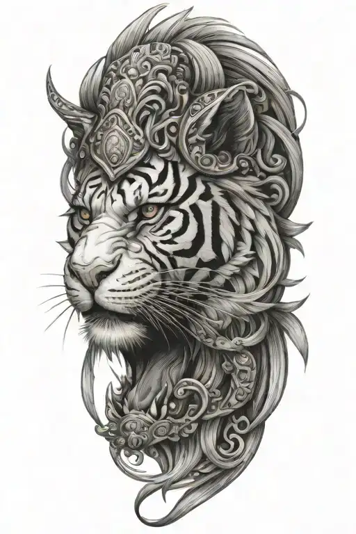 Persian Warrior Fused With A Tiger
