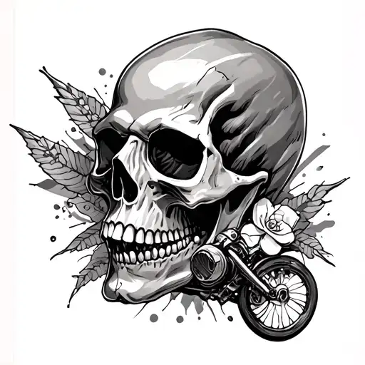 Biker Skull Soft Shading More Line Work