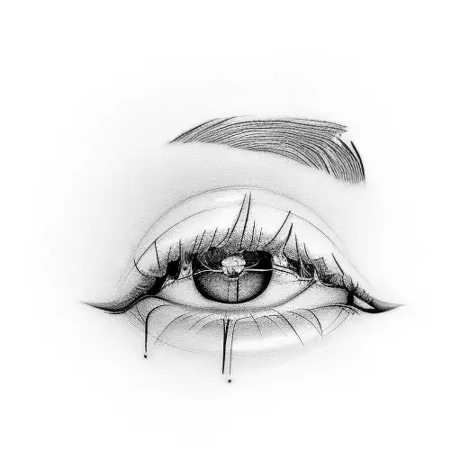 Simple Line Eye With The Reflection Of A Tv