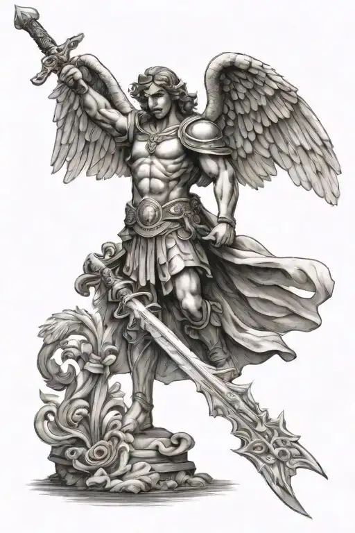 Saint Micheal Angel Holding A Sword