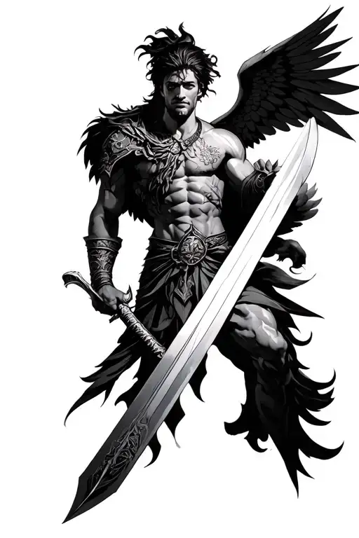 Warrior Of God With Wings And Sword