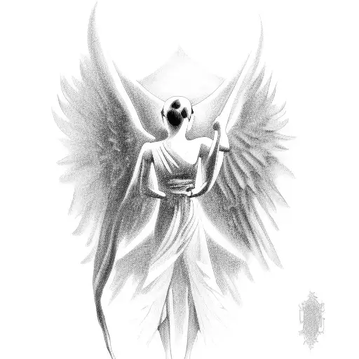 Female Angel Looking Into Mirror Demon In Reflection