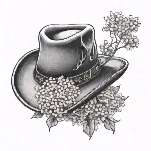 A Cowboy Hat Surrounded By Baby's Breath