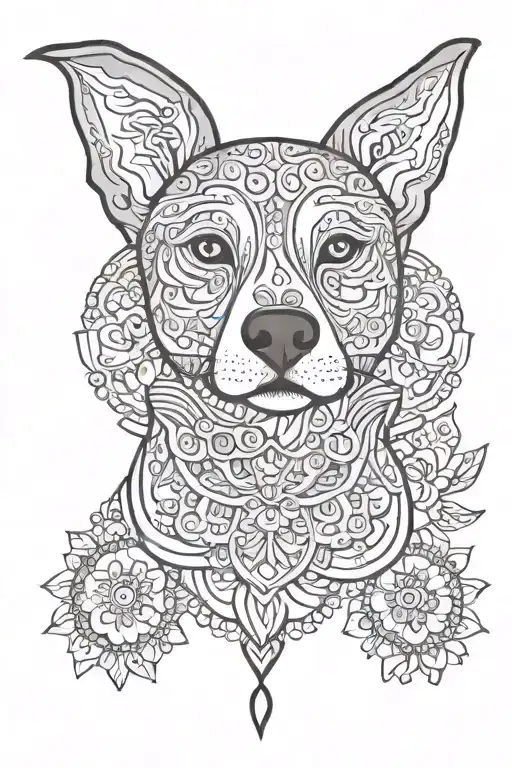 Mandala Design Incorporating Outline Of Dog