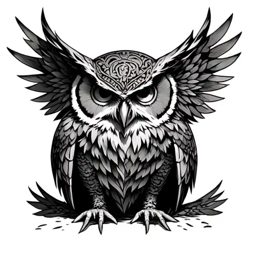 Hibou Vegvisir Triple Corne Odin Sitting