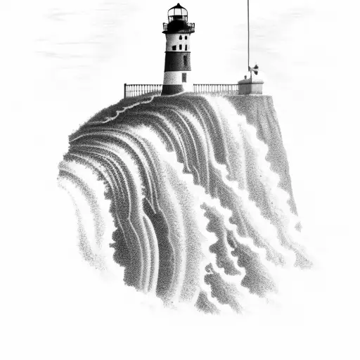 Lighthouse On A Cliff With Waves Crashing Against Cliff Below