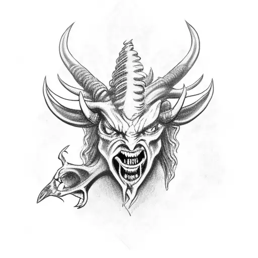 Screaming Horned Demon Holding A Heart In One Hand