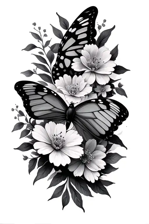 Butterfly And Flowers