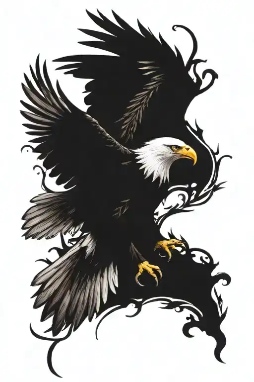 Bald Eagle Soaring On Hand Away From Vines For Arm Sleeve