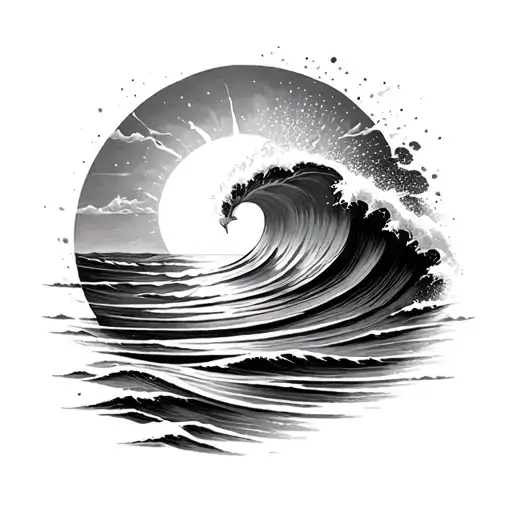 Sun Rising And Wave Breaking