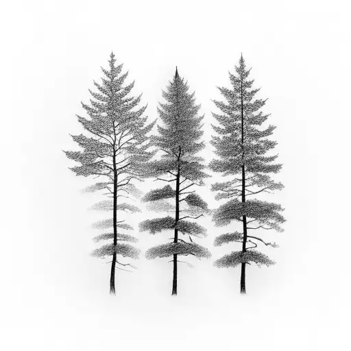 A Black-grey Tattoo Depicting A Forest Landscape With A Compass As The Focal Point