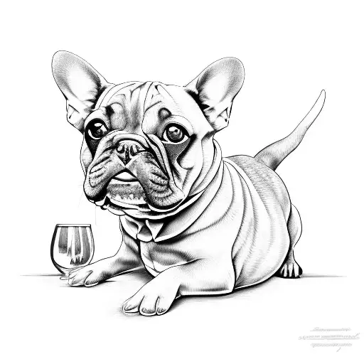 A French Bulldog Single Line Sketch