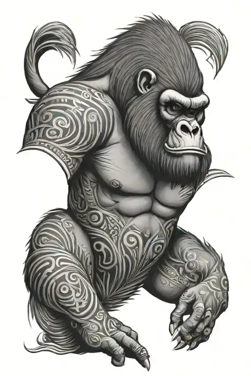 Polynesian Tattoo Gorilla Face