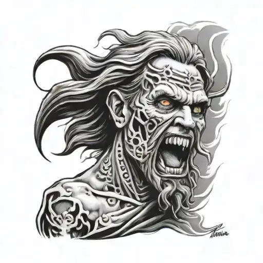 Arm Sleeve Tattoo Jaws Jesus Aliens America