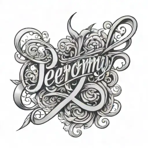 Fancy Script Writing Spelling Jeremy With Y Underlining