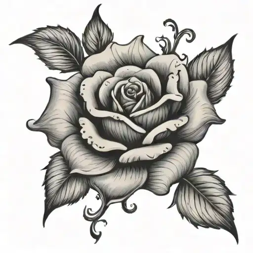 Intricate Rose Petals Pointed On The Neck