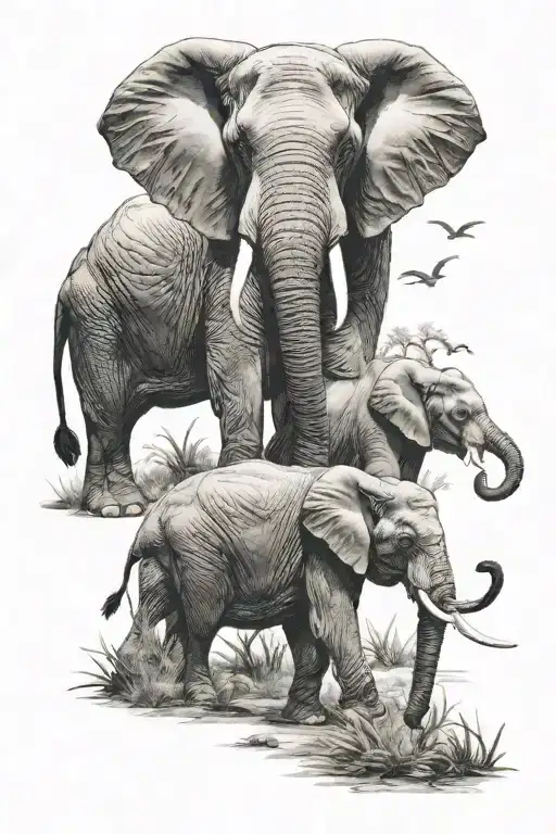 Elephant Herd Grazing Sleeve