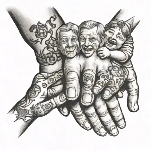 5 Kids Holding Dad's Fingers