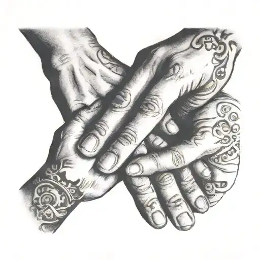 5 Kids Holding Dad's Fingers