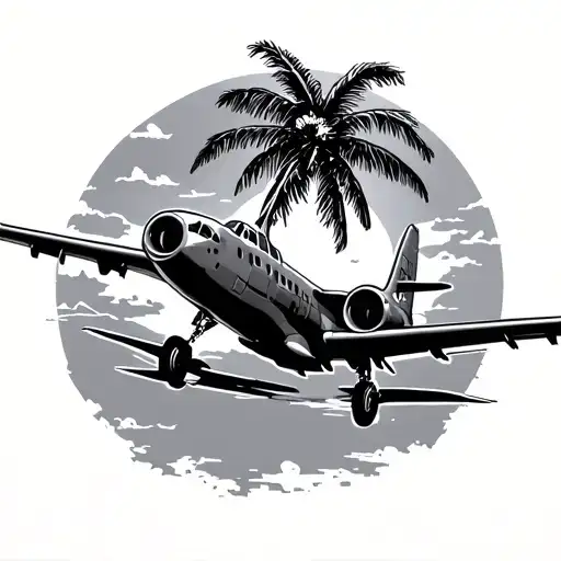 Prop Airplane Palm Tree