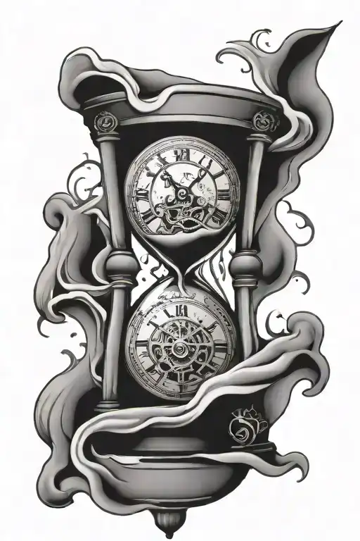 Hour Glass With Clock Melting
