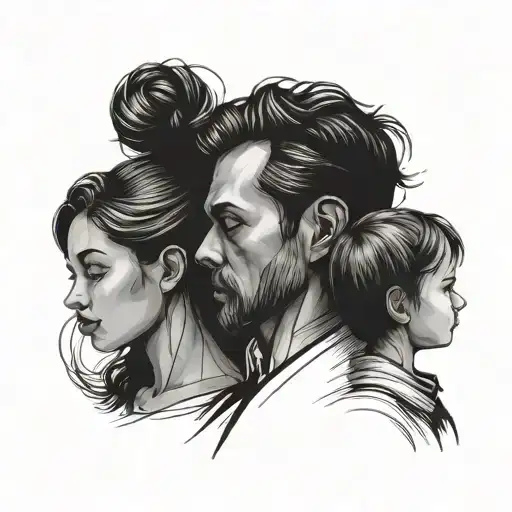 Father 2 Daughters Minimalist