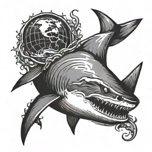 Earth Sign And Shark Swimming