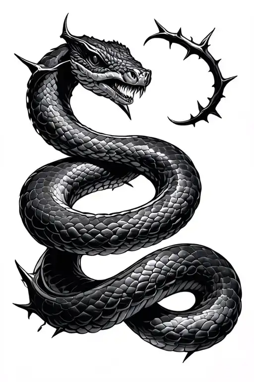 Traditional Style Thorns Piercing Thru Snake