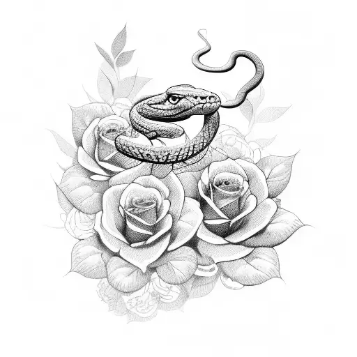 Snake With Flowers