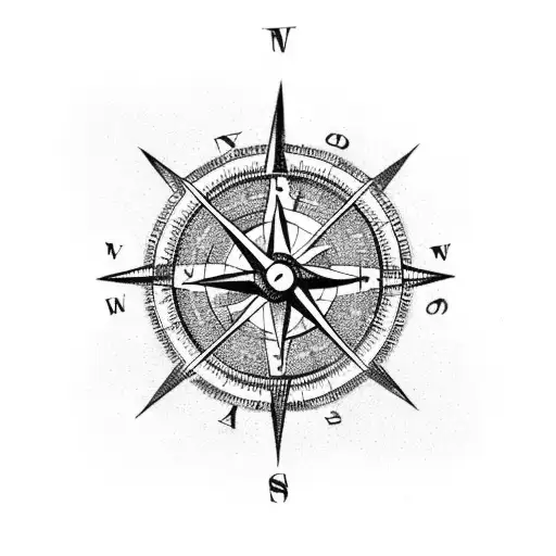 Ornament With A Compass And Flowers