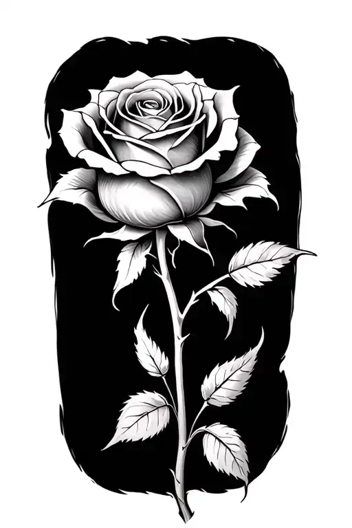 Rose With 3 Thorns On A Long Stem