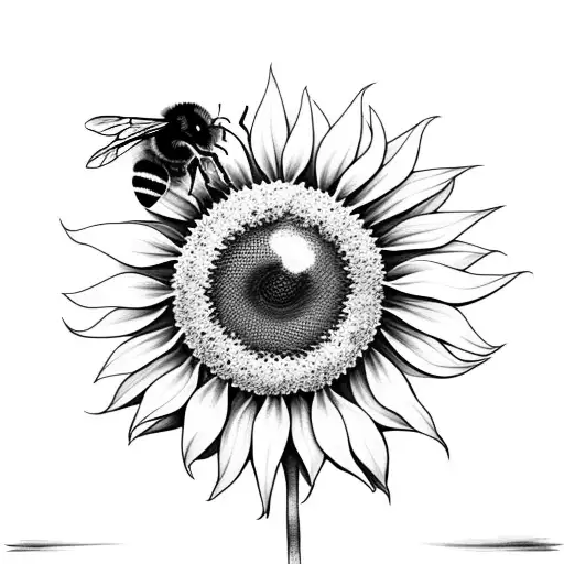 Bumble Bee With Sunflower
