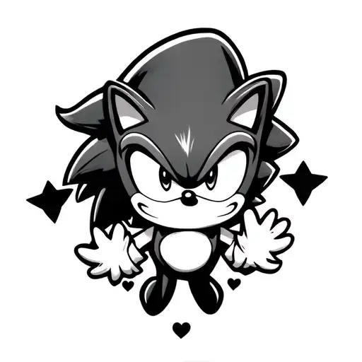 Sonic The Hedgehog With Hearts And 5 Point Stars