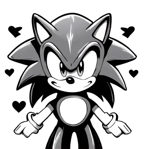 Sonic The Hedgehog With Hearts And 5 Point Stars