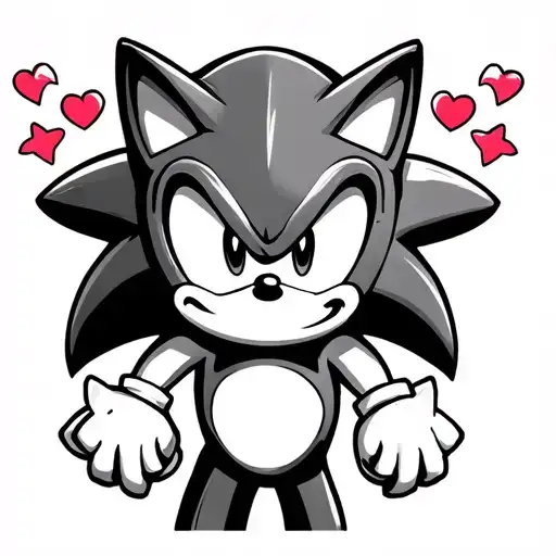 Sonic The Hedgehog With Hearts And 5 Point Stars