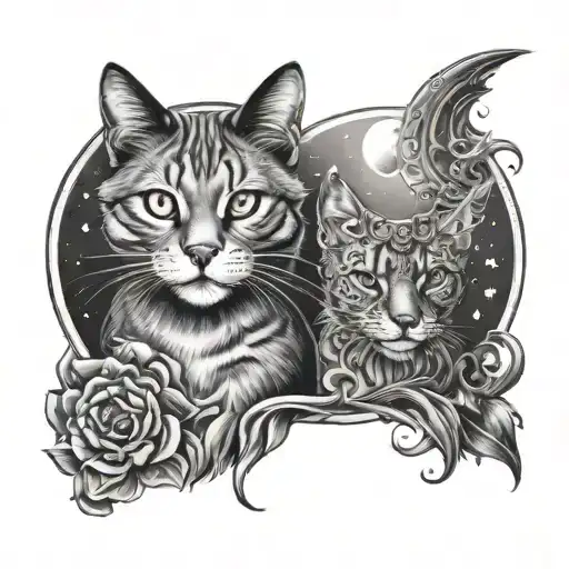 Cat And Dog Moon And Sun